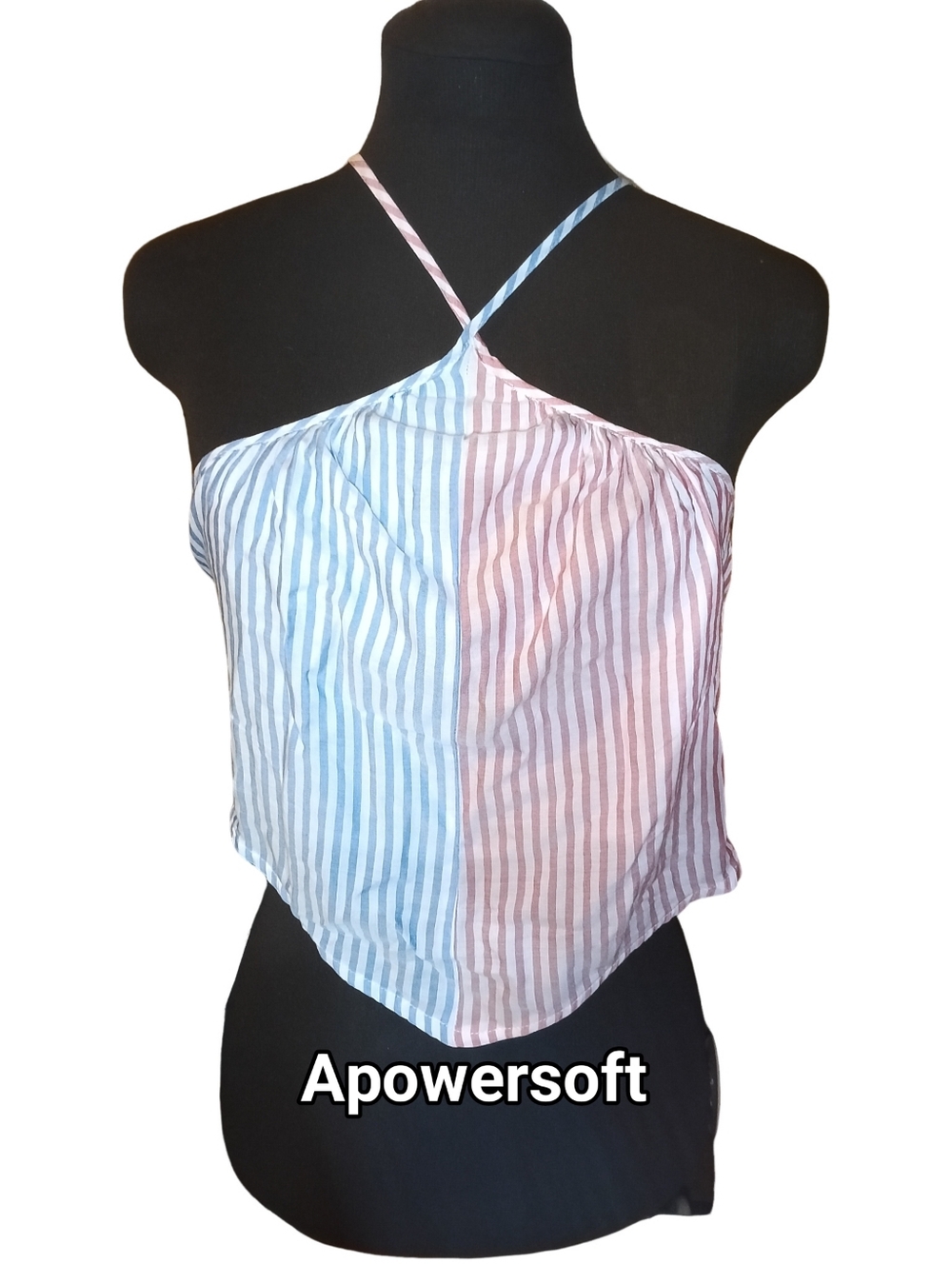 Striped Tie Back Handkerchief Crop Top — By Together — Size M